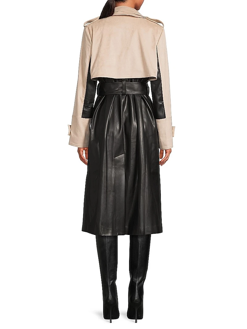 Stasia Faux Leather Trench Coat