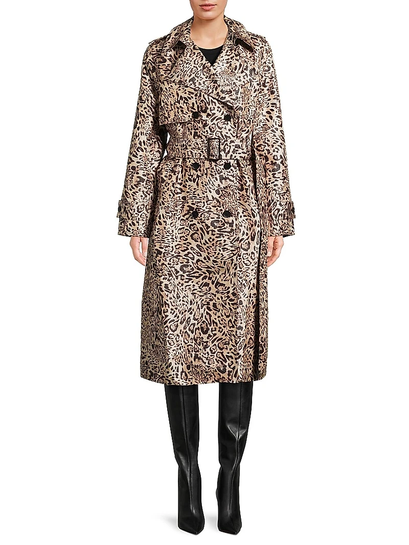 Vance Metallic Leopard Trench Coat