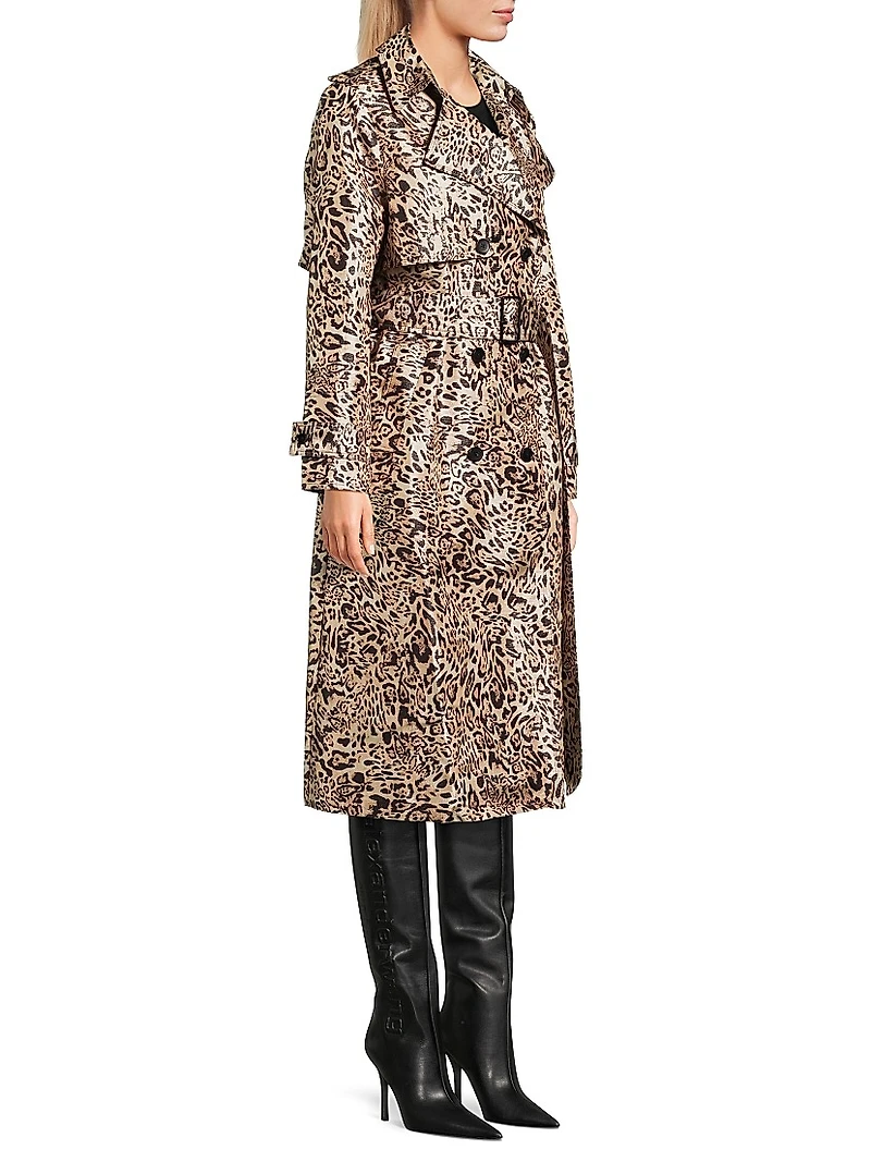 Vance Metallic Leopard Trench Coat