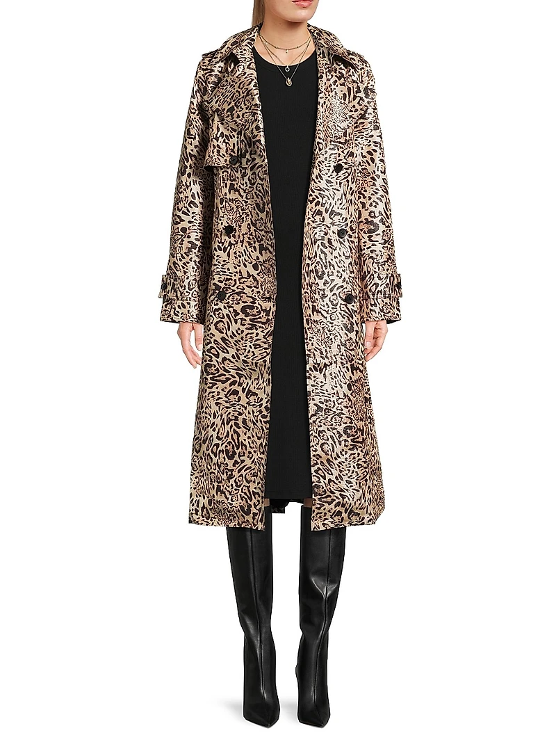 Vance Metallic Leopard Trench Coat