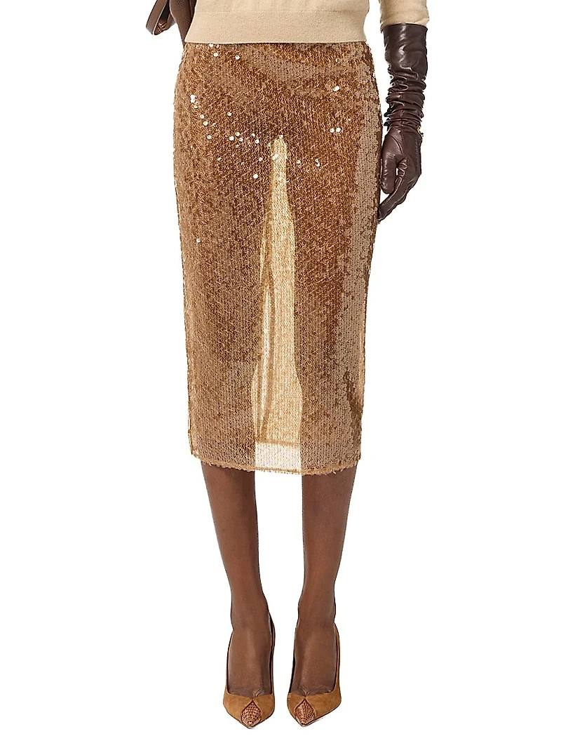 Sheer Sequined Skirt