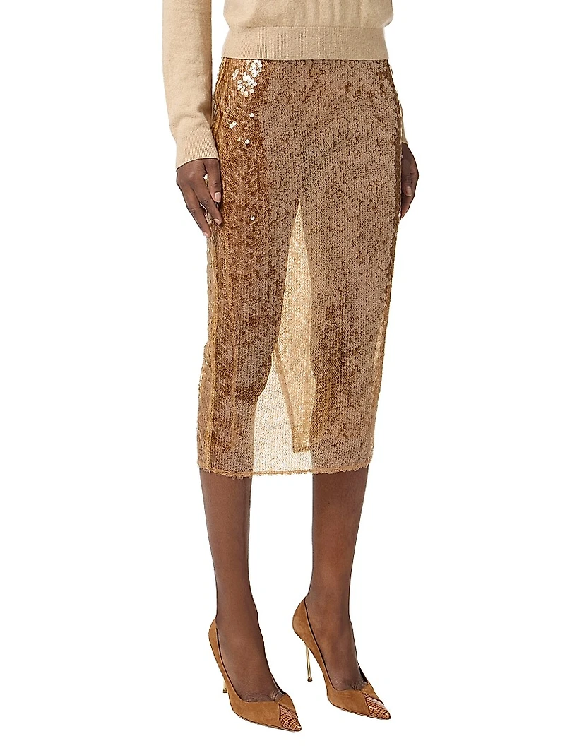 Sheer Sequined Skirt