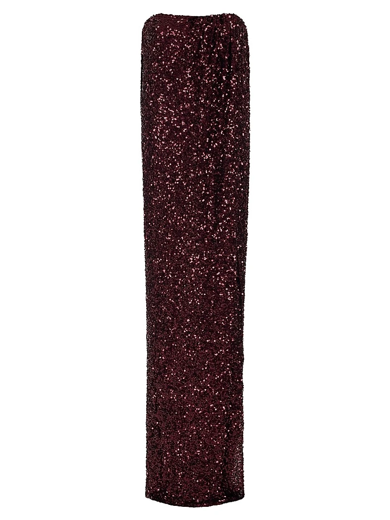 Sequined Strapless Column Gown