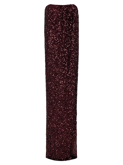 Sequined Strapless Column Gown