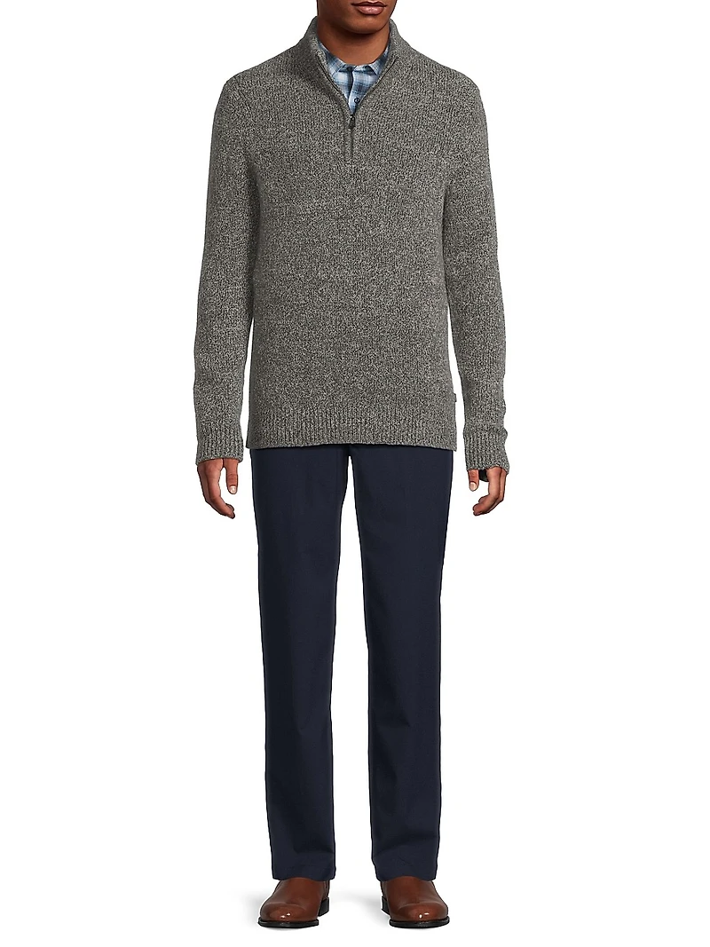 Rib-Knit Quarter-Zip Sweater