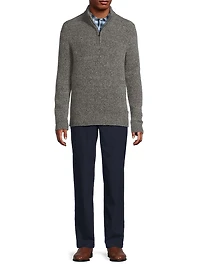 Rib-Knit Quarter-Zip Sweater