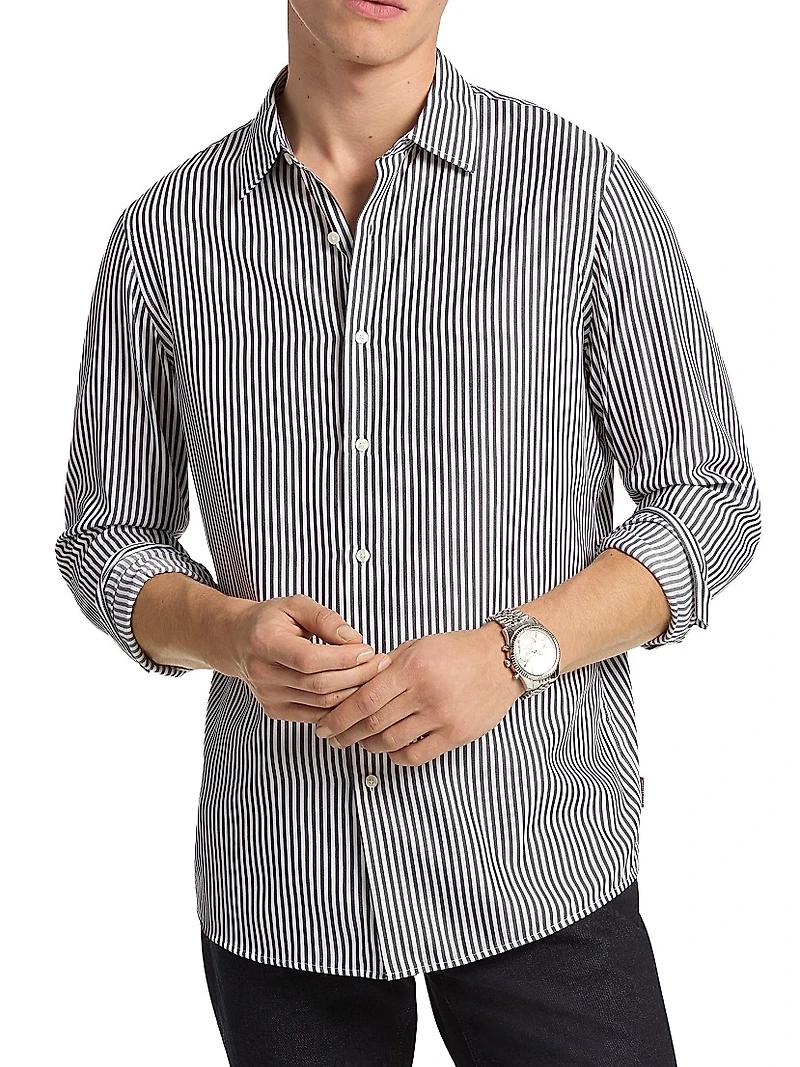 Striped Classic-Fit Button-Front Shirt