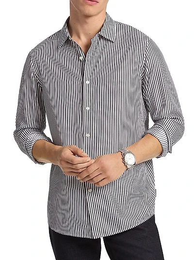 Striped Classic-Fit Button-Front Shirt