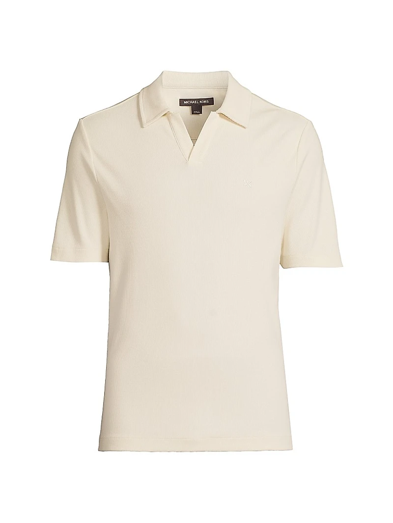 Stretch-Cotton Johnny-Collar Polo Shirt
