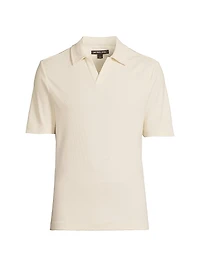 Stretch-Cotton Johnny-Collar Polo Shirt