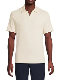 Stretch-Cotton Johnny-Collar Polo Shirt