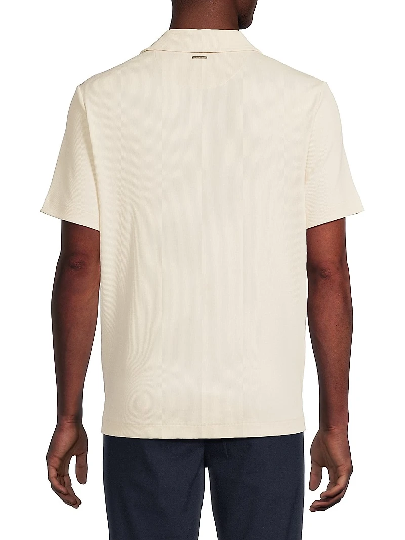 Stretch-Cotton Johnny-Collar Polo Shirt