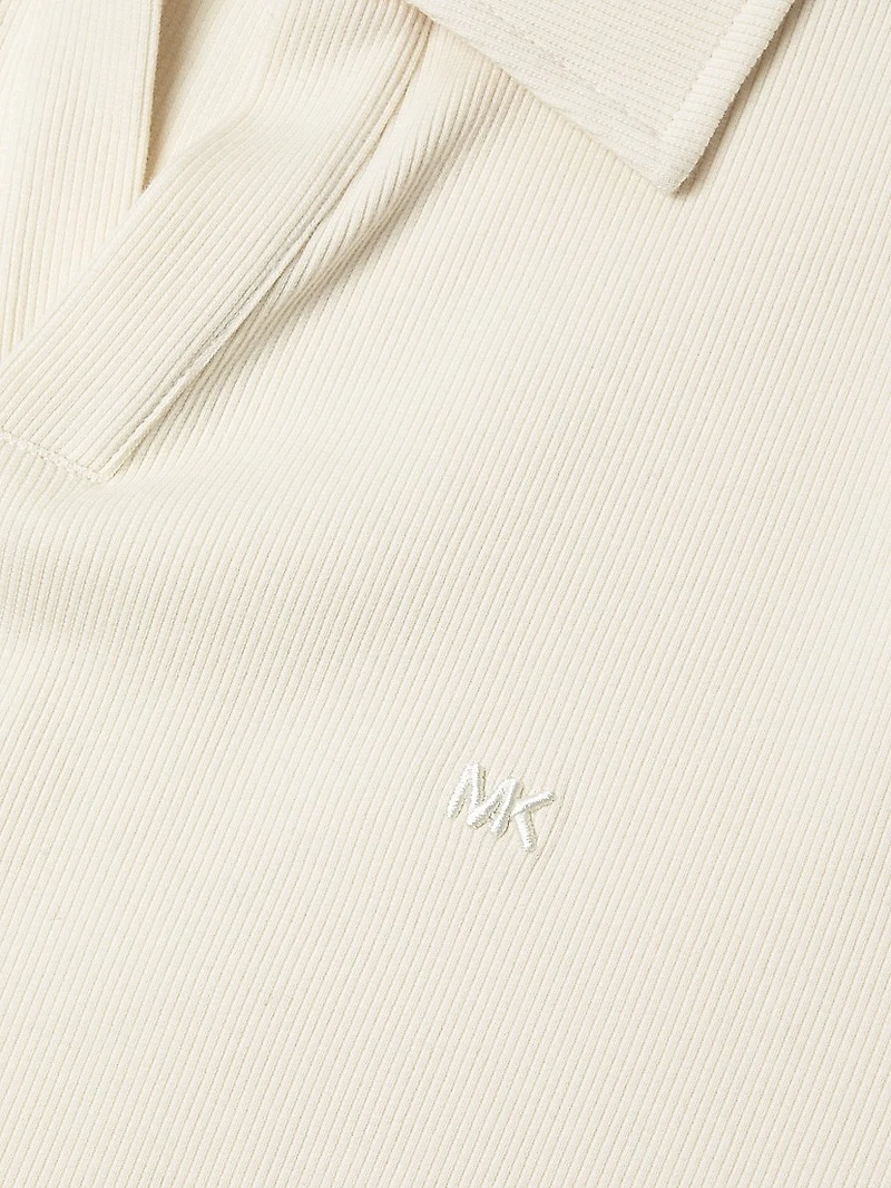 Stretch-Cotton Johnny-Collar Polo Shirt