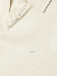 Stretch-Cotton Johnny-Collar Polo Shirt