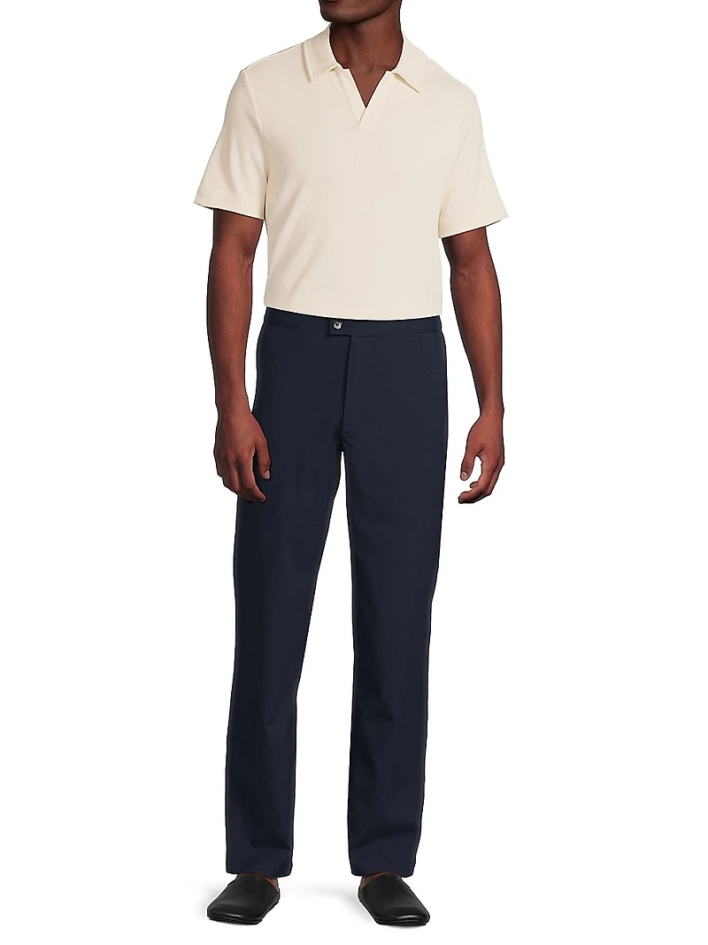 Stretch-Cotton Johnny-Collar Polo Shirt