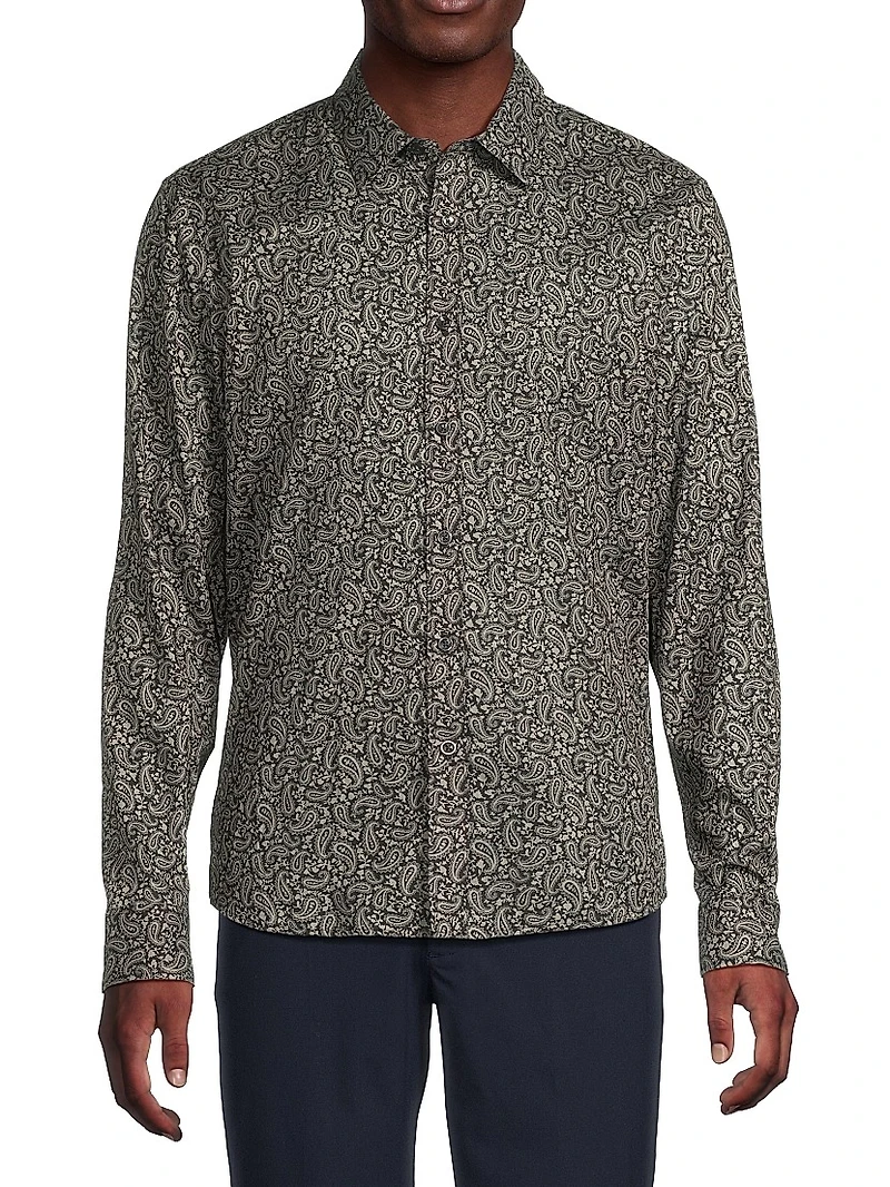 Paisley Cotton-Voile Button-Front Shirt
