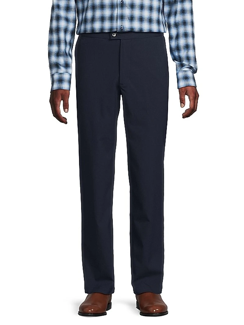 Stretch Mid-Rise Straight-Leg Pants