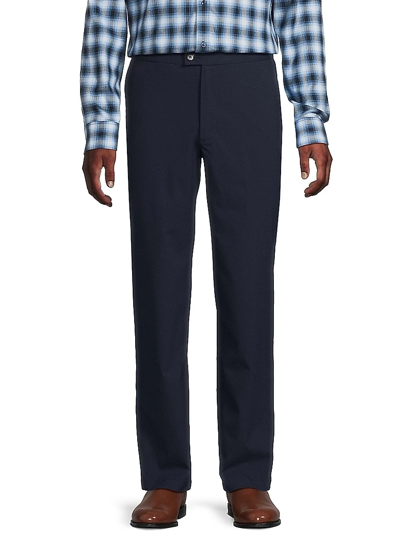 Stretch Mid-Rise Straight-Leg Pants