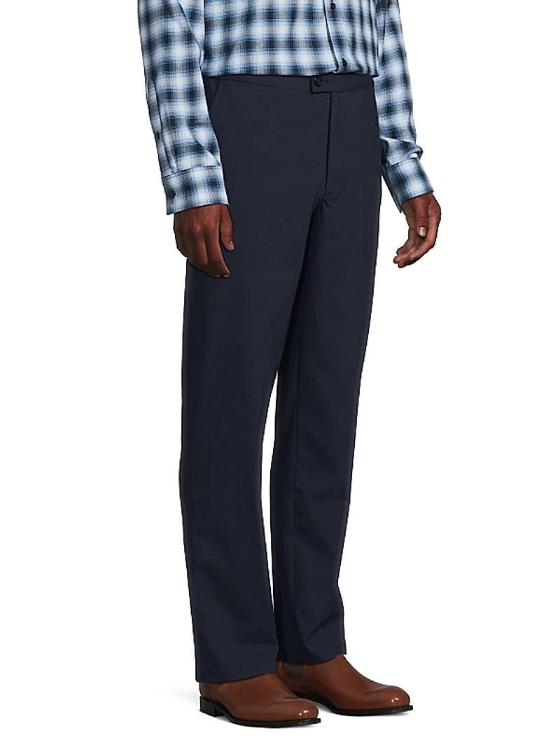 Stretch Mid-Rise Straight-Leg Pants