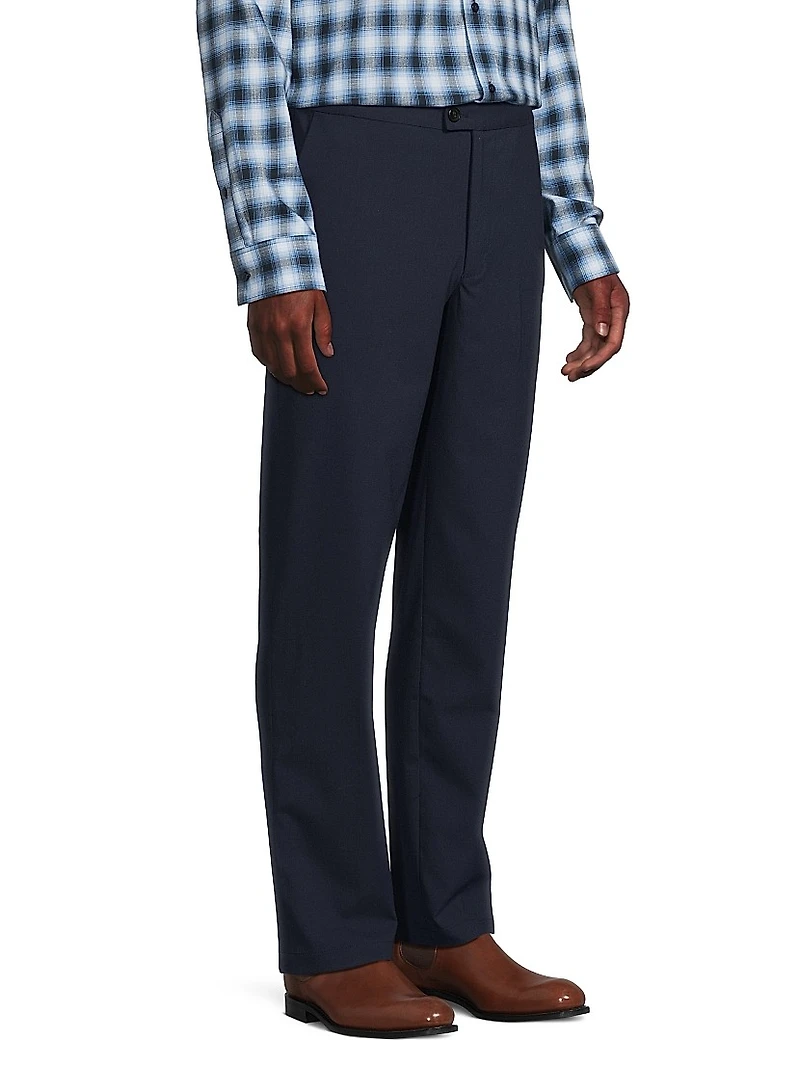 Stretch Mid-Rise Straight-Leg Pants