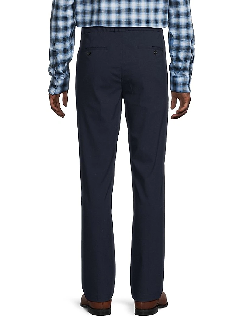 Stretch Mid-Rise Straight-Leg Pants