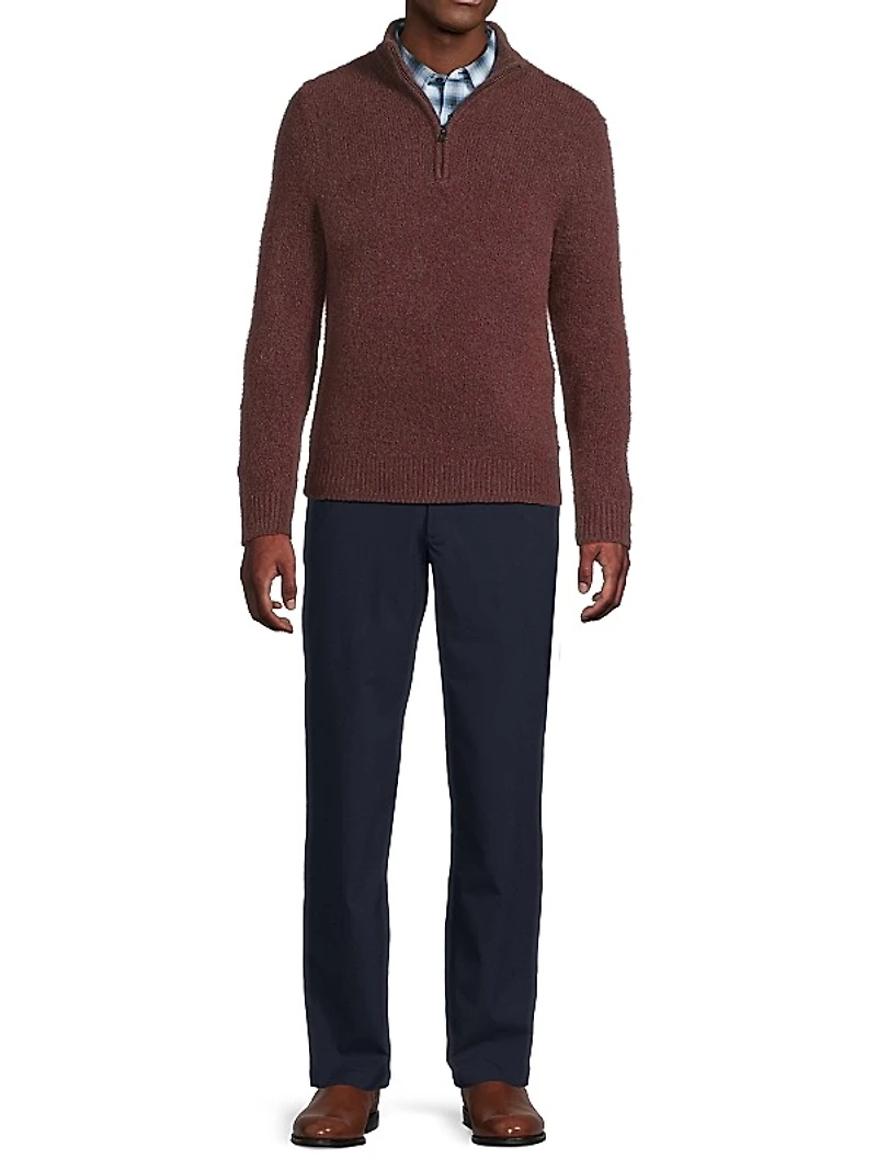 Stretch Mid-Rise Straight-Leg Pants