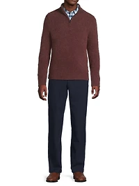 Stretch Mid-Rise Straight-Leg Pants