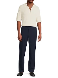 Textured Cotton-Knit Quarter-Zip Polo Sweater