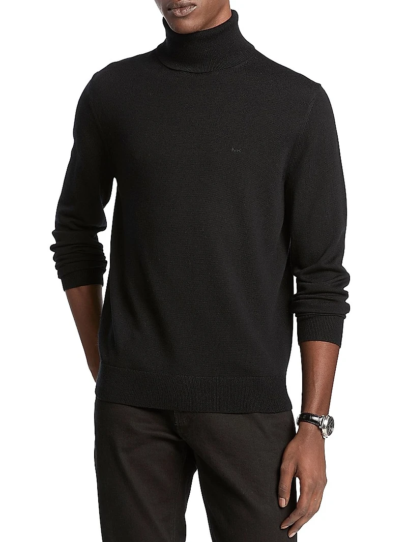 Logo-Embroidered Merino Wool Turtleneck Sweater