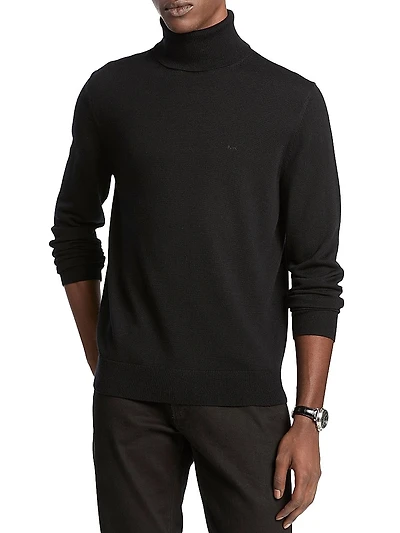 Logo-Embroidered Merino Wool Turtleneck Sweater