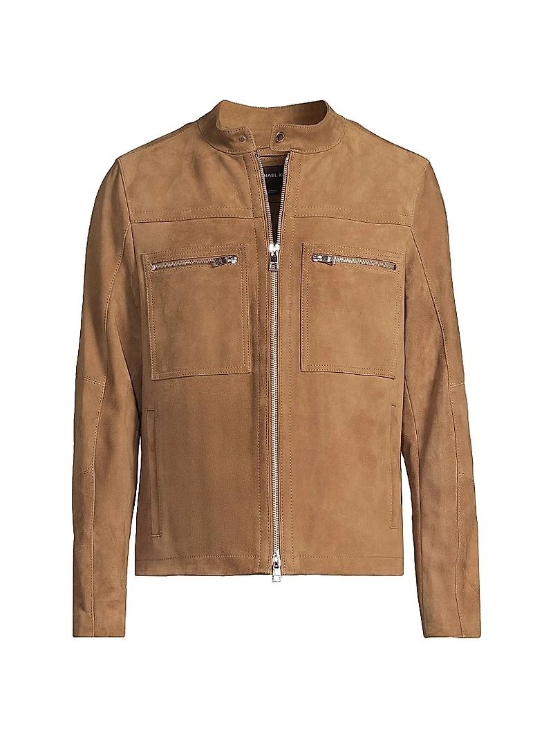 Suede Two-Way Zip-Up Racer Jacket
