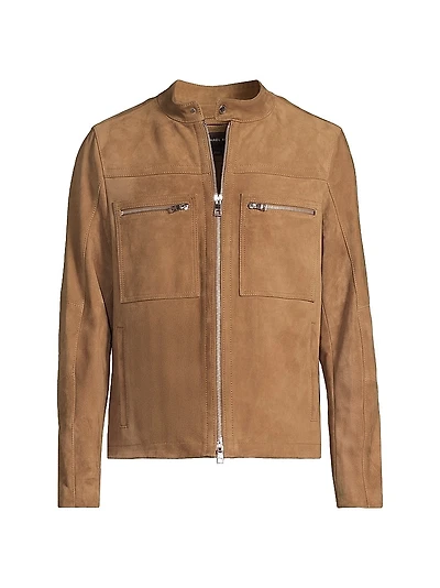Suede Two-Way Zip-Up Racer Jacket