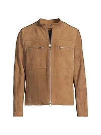 Suede Two-Way Zip-Up Racer Jacket