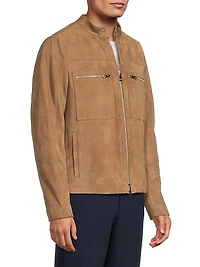 Suede Two-Way Zip-Up Racer Jacket
