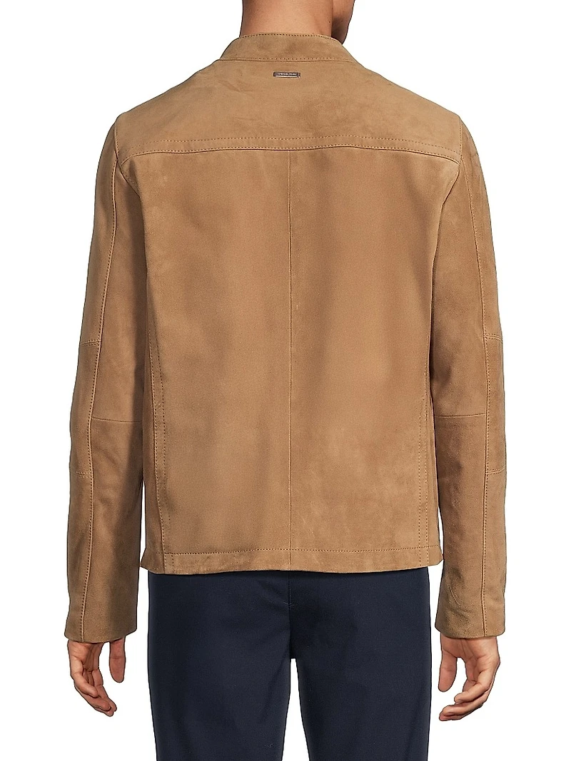 Suede Two-Way Zip-Up Racer Jacket
