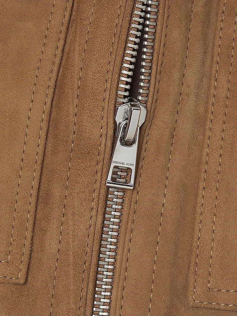 Suede Two-Way Zip-Up Racer Jacket
