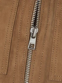 Suede Two-Way Zip-Up Racer Jacket