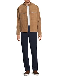Suede Two-Way Zip-Up Racer Jacket
