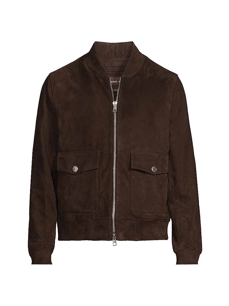 Suede Zip-Up Bomber Jacket