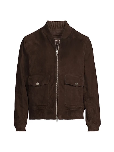 Suede Zip-Up Bomber Jacket