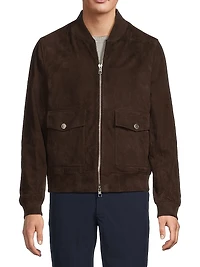 Suede Zip-Up Bomber Jacket