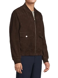 Suede Zip-Up Bomber Jacket