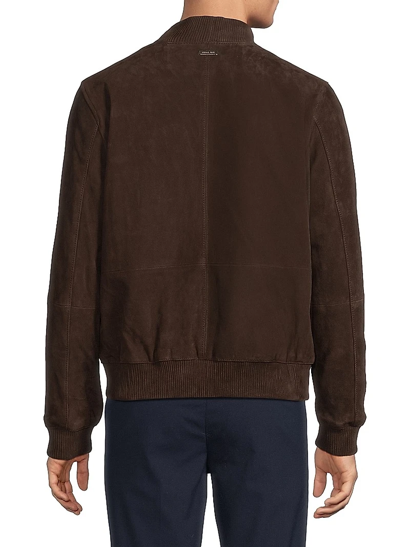 Suede Zip-Up Bomber Jacket