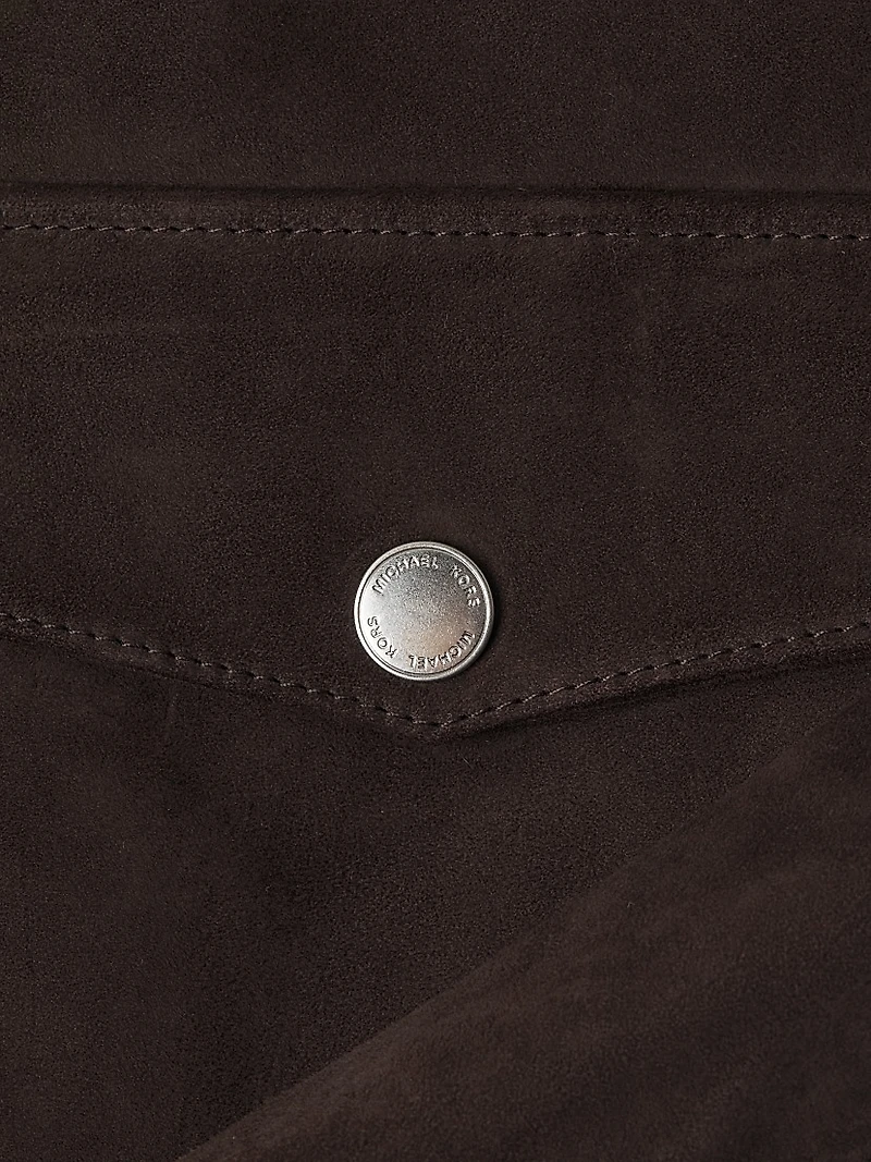 Suede Zip-Up Bomber Jacket