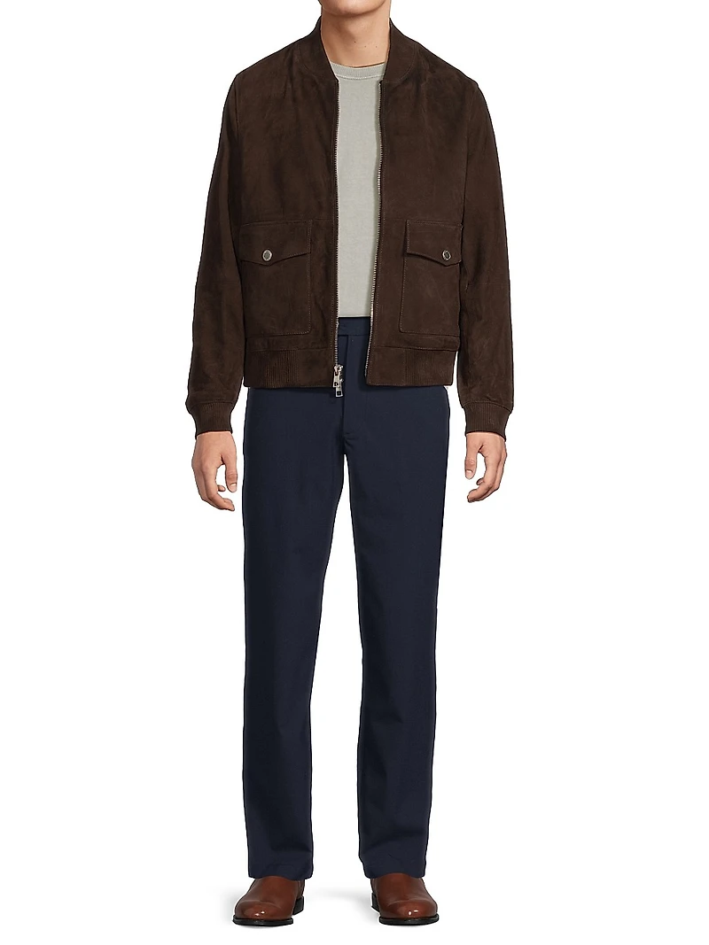 Suede Zip-Up Bomber Jacket