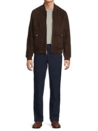 Suede Zip-Up Bomber Jacket