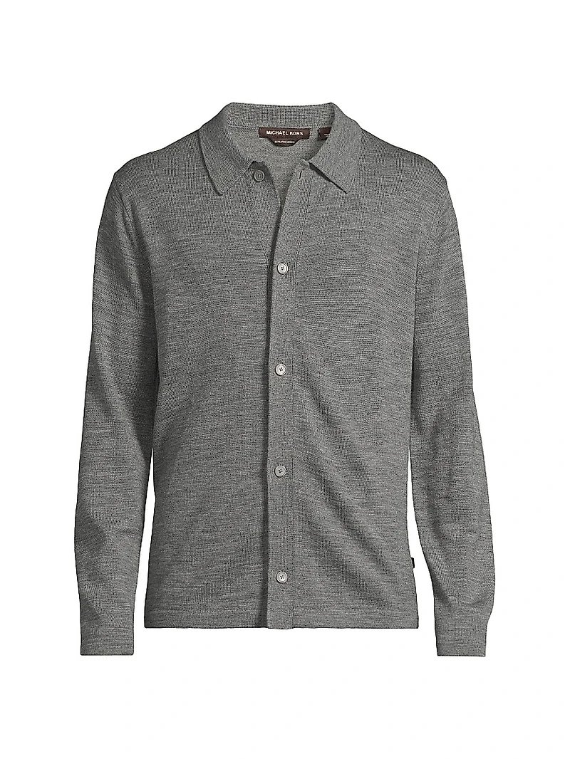 Merino Wool Button-Front Shirt
