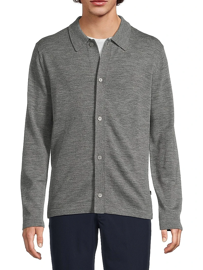 Merino Wool Button-Front Shirt