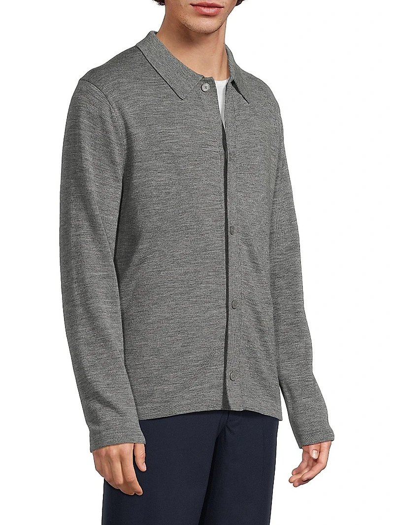 Merino Wool Button-Front Shirt
