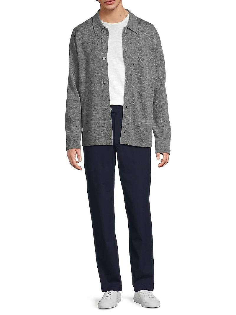 Merino Wool Button-Front Shirt